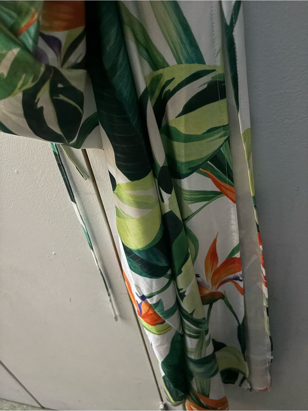 Fashion Nova Green & White Tropical Print Dress with Orange Detail - Picture 5 of 5